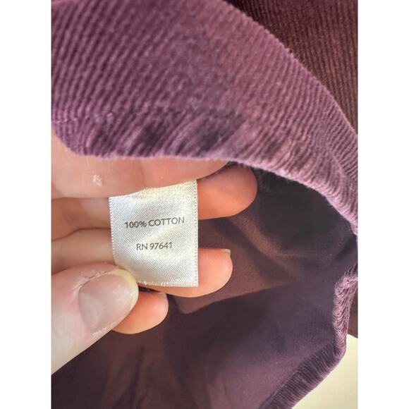 J. Jill Corduroy Button Down Shirt Purple Long Sleeve Lagenlook Layering Large - Picture 6 of 8